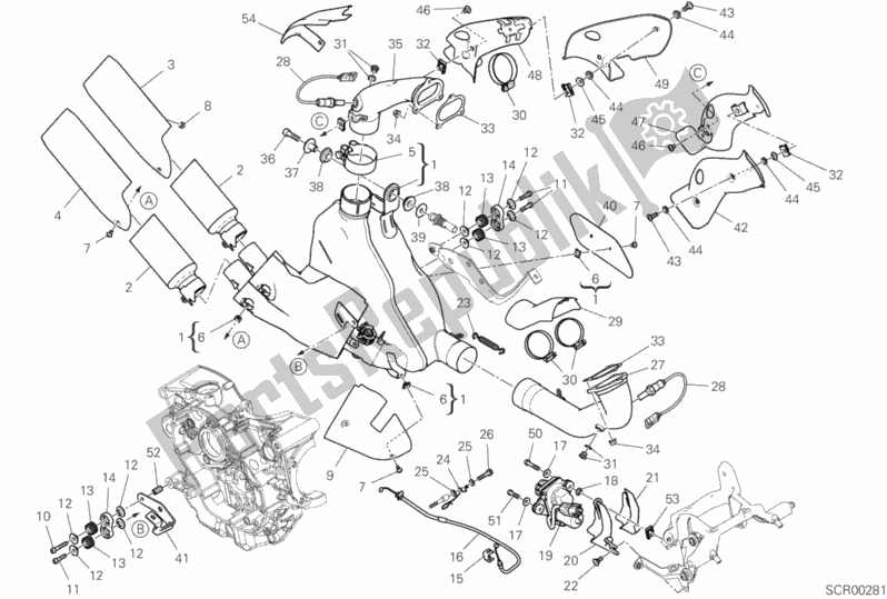 Alle onderdelen voor de Uitlaatsysteem van de Ducati Supersport USA 937 2019